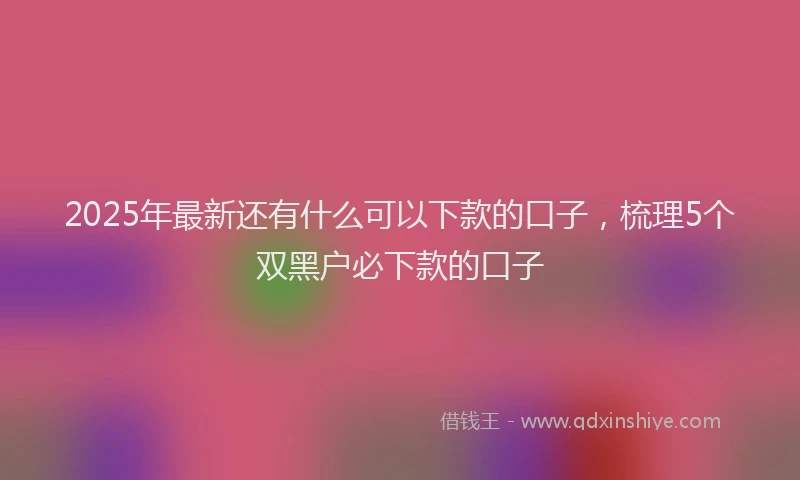 2025年最新还有什么可以下款的口子，梳理5个双黑户必下款的口子
