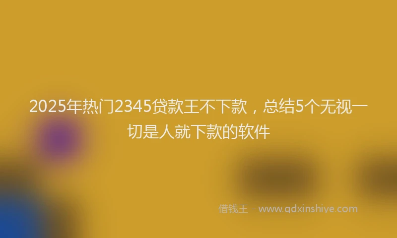 2025年热门2345贷款王不下款，总结5个无视一切是人就下款的软件