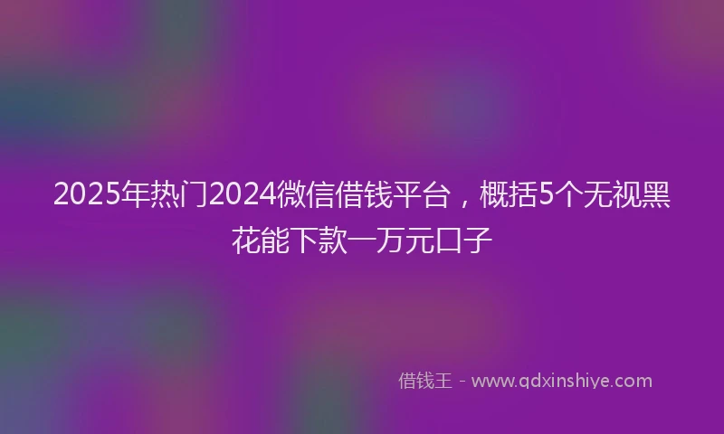 2025年热门2024微信借钱平台，概括5个无视黑花能下款一万元口子