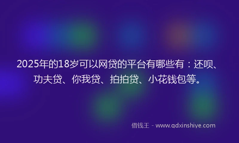 2025年的18岁可以网贷的平台有哪些有：还呗、功夫贷、你我贷、拍拍贷、小花钱包等。