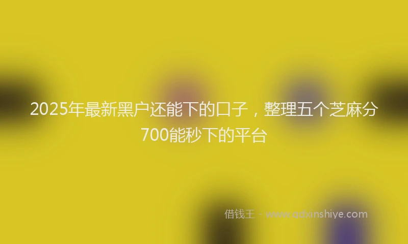 2025年最新黑户还能下的口子，整理五个芝麻分700能秒下的平台