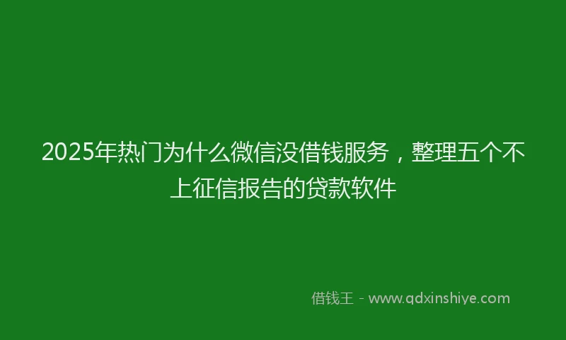 2025年热门为什么微信没借钱服务，整理五个不上征信报告的贷款软件