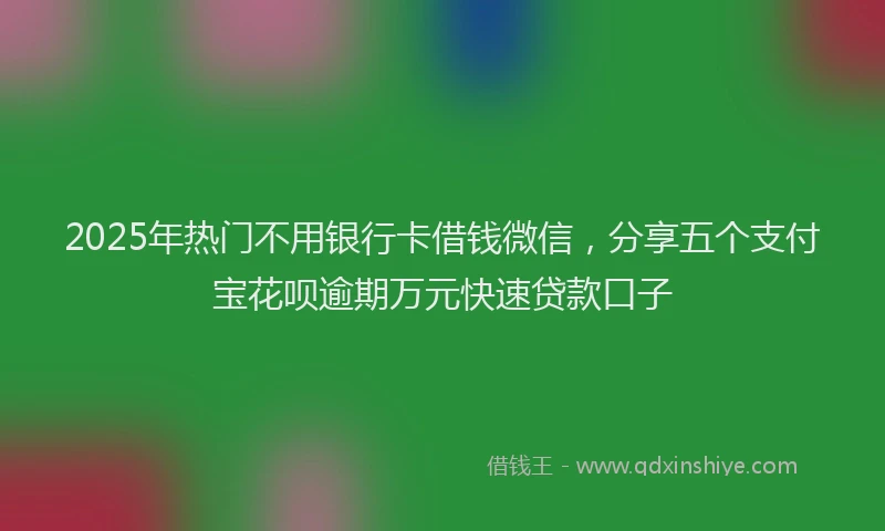 2025年热门不用银行卡借钱微信，分享五个支付宝花呗逾期万元快速贷款口子