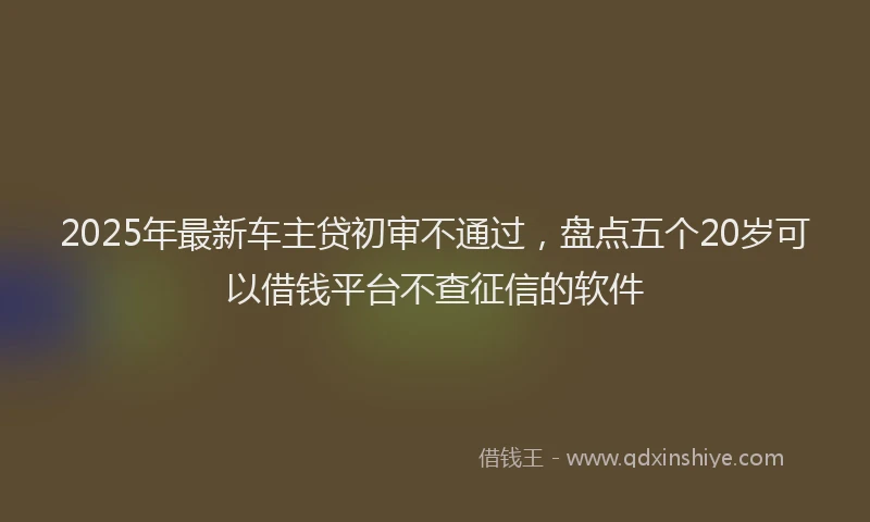 2025年最新车主贷初审不通过，盘点五个20岁可以借钱平台不查征信的软件