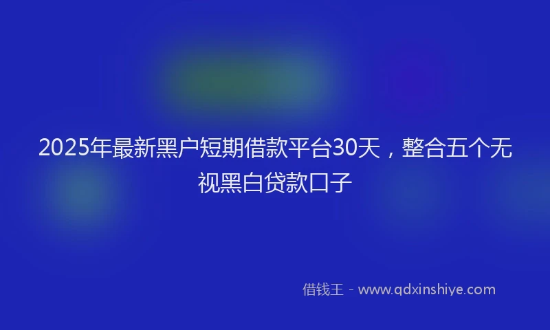 2025年最新黑户短期借款平台30天，整合五个无视黑白贷款口子