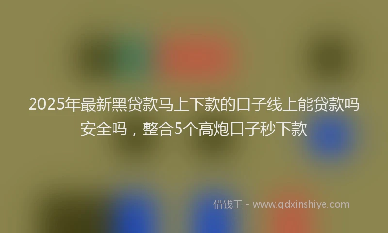2025年最新黑贷款马上下款的口子线上能贷款吗安全吗，整合5个高炮口子秒下款