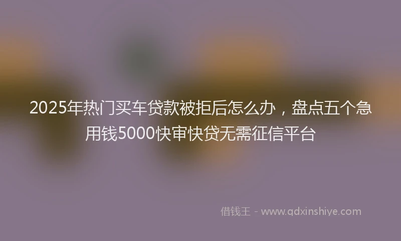 2025年热门买车贷款被拒后怎么办，盘点五个急用钱5000快审快贷无需征信平台