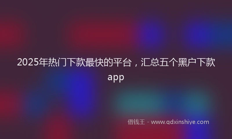 2025年热门下款最快的平台，汇总五个黑户下款app