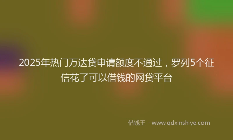2025年热门万达贷申请额度不通过，罗列5个征信花了可以借钱的网贷平台