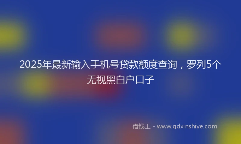 2025年最新输入手机号贷款额度查询，罗列5个无视黑白户口子