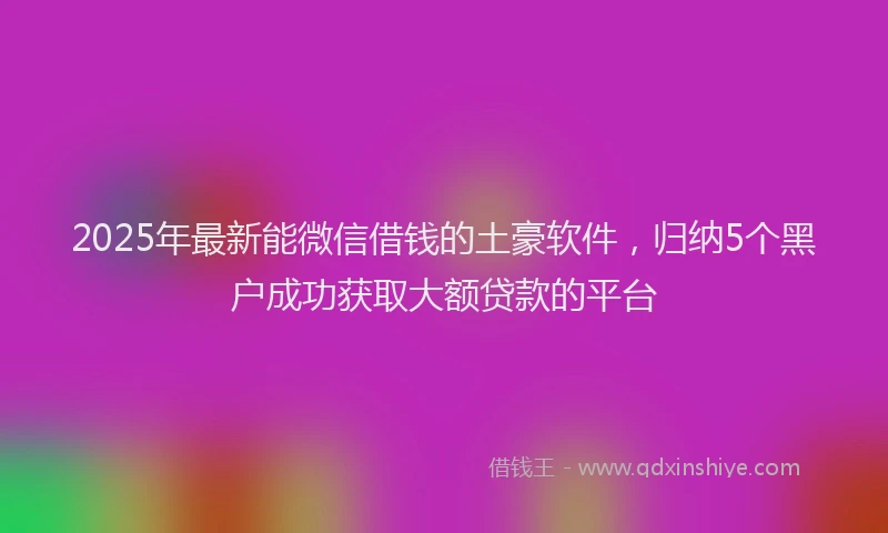 2025年最新能微信借钱的土豪软件，归纳5个黑户成功获取大额贷款的平台