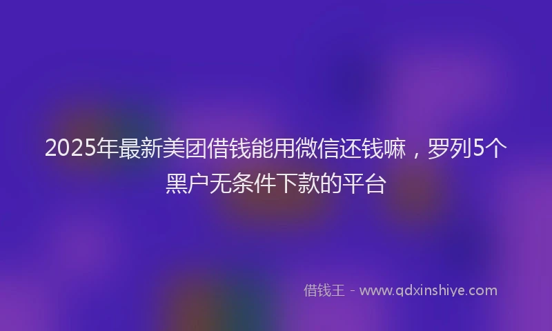 2025年最新美团借钱能用微信还钱嘛，罗列5个黑户无条件下款的平台