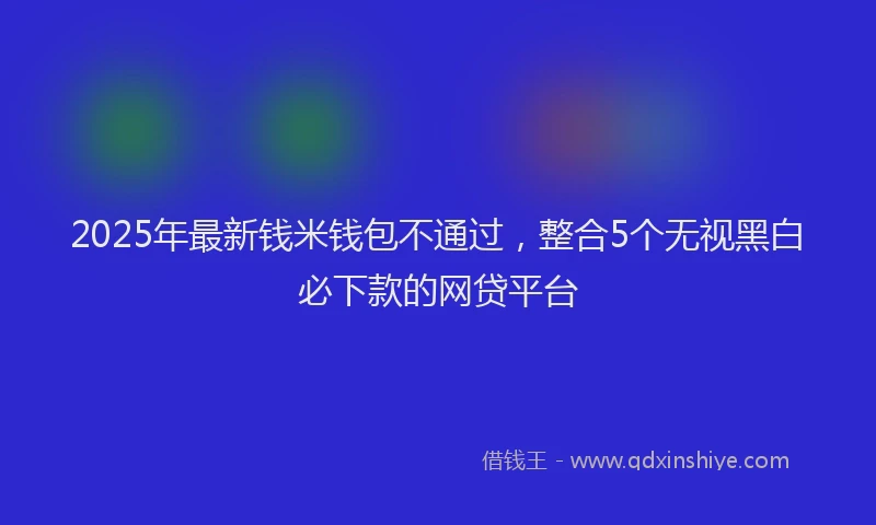 2025年最新钱米钱包不通过，整合5个无视黑白必下款的网贷平台
