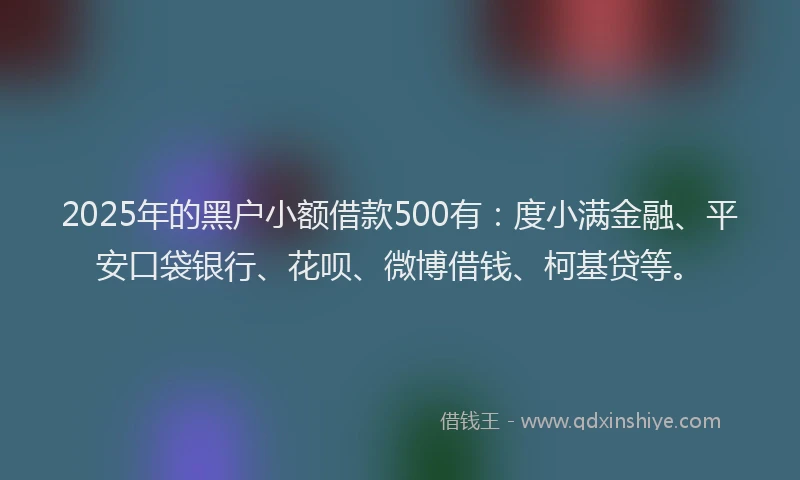 2025年的黑户小额借款500有：度小满金融、平安口袋银行、花呗、微博借钱、柯基贷等。