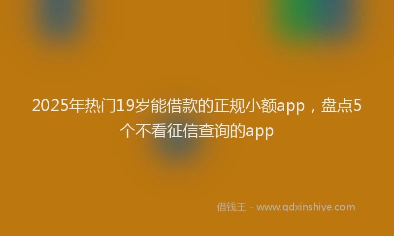 2025年热门19岁能借款的正规小额app，盘点5个不看征信查询的app