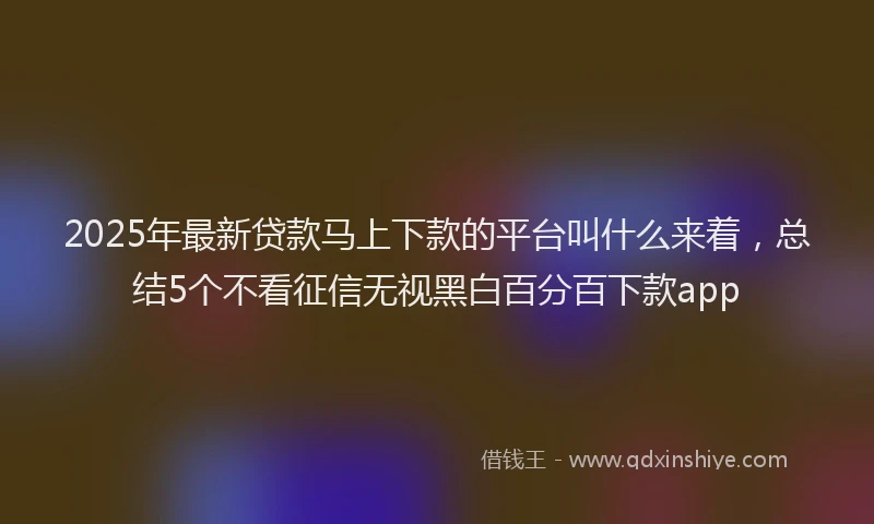 2025年最新贷款马上下款的平台叫什么来着，总结5个不看征信无视黑白百分百下款app