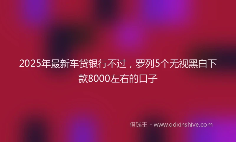 2025年最新车贷银行不过，罗列5个无视黑白下款8000左右的口子
