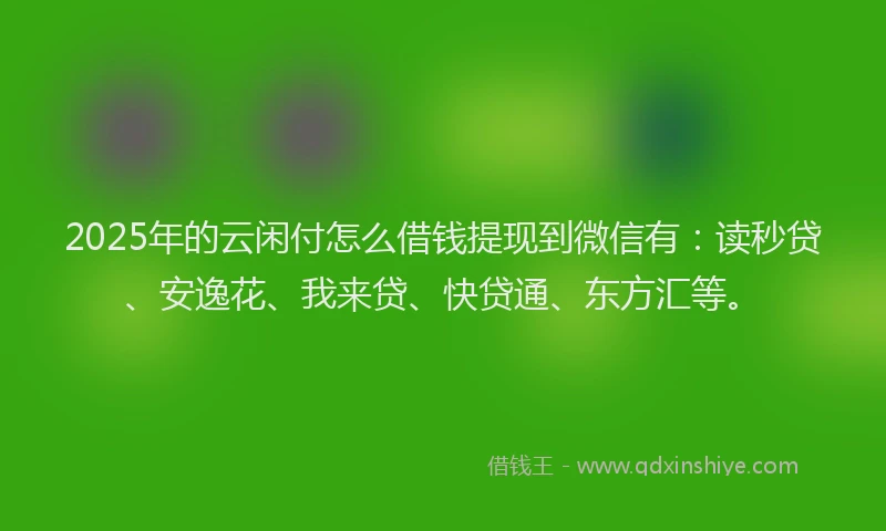 2025年的云闲付怎么借钱提现到微信有：读秒贷、安逸花、我来贷、快贷通、东方汇等。