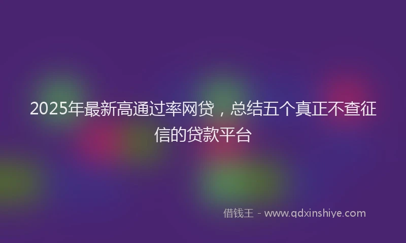 2025年最新高通过率网贷，总结五个真正不查征信的贷款平台