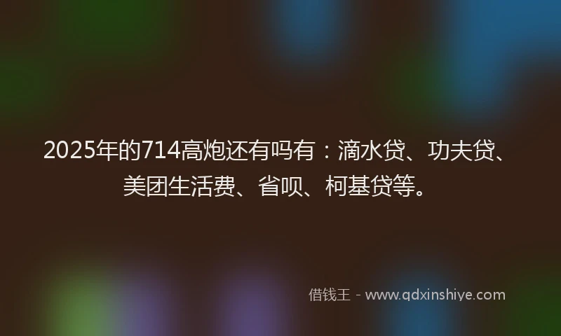 2025年的714高炮还有吗有：滴水贷、功夫贷、美团生活费、省呗、柯基贷等。
