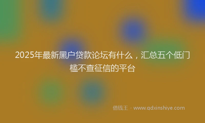 2025年最新黑户贷款论坛有什么，汇总五个低门槛不查征信的平台