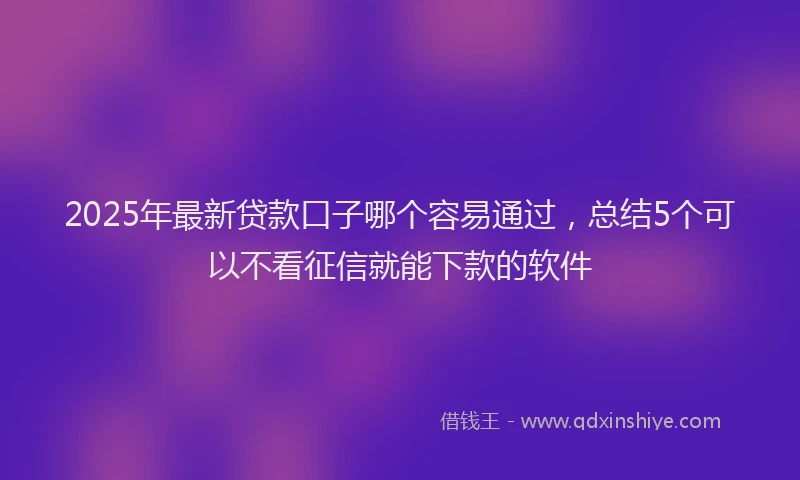 2025年最新贷款口子哪个容易通过，总结5个可以不看征信就能下款的软件