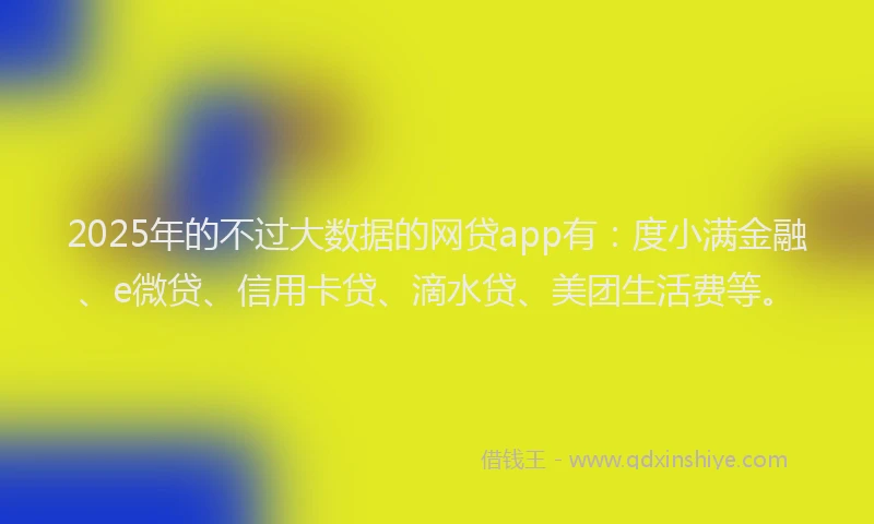 2025年的不过大数据的网贷app有：度小满金融、e微贷、信用卡贷、滴水贷、美团生活费等。