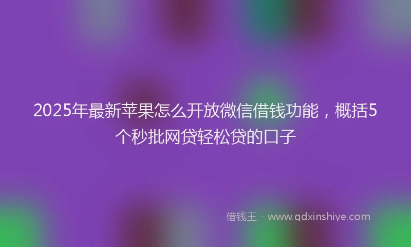 2025年最新苹果怎么开放微信借钱功能，概括5个秒批网贷轻松贷的口子