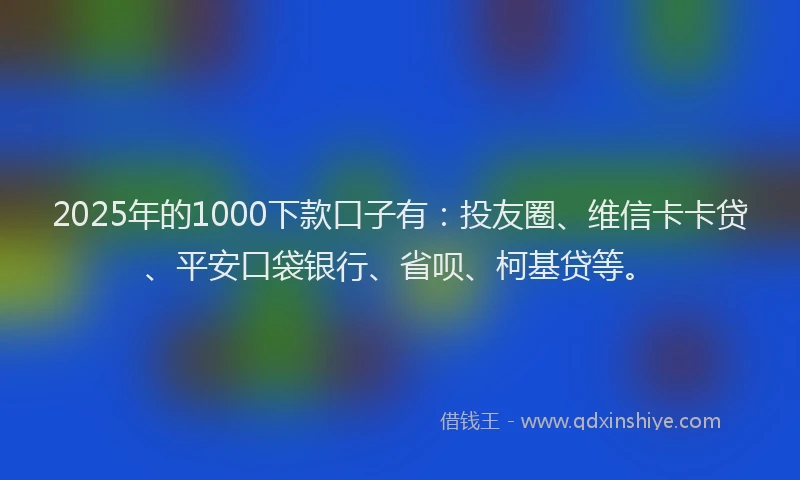 2025年的1000下款口子有：投友圈、维信卡卡贷、平安口袋银行、省呗、柯基贷等。