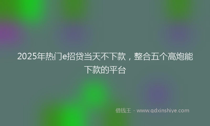 2025年热门e招贷当天不下款，整合五个高炮能下款的平台