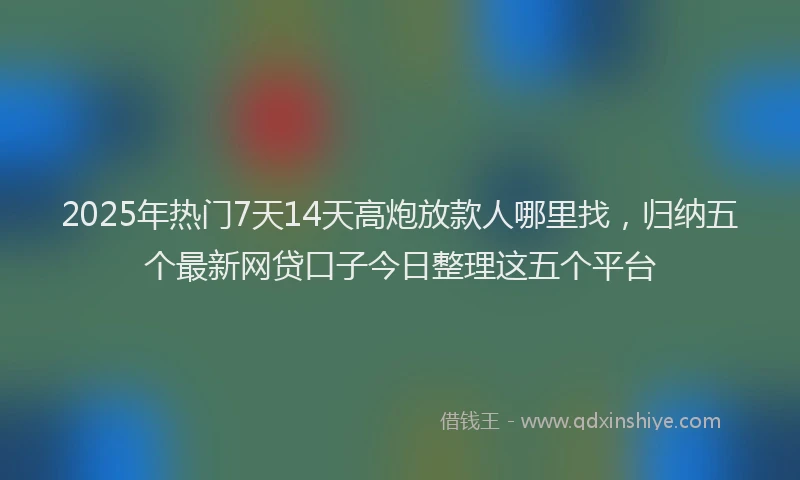 2025年热门7天14天高炮放款人哪里找，归纳五个最新网贷口子今日整理这五个平台