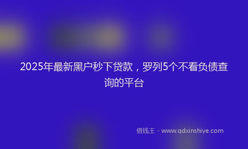 2025年最新黑户秒下贷款，罗列5个不看负债查询的平台