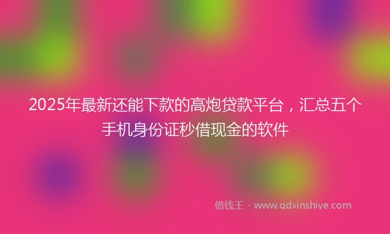 2025年最新还能下款的高炮贷款平台，汇总五个手机身份证秒借现金的软件