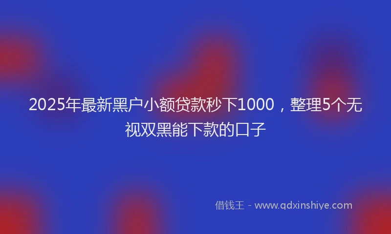2025年最新黑户小额贷款秒下1000，整理5个无视双黑能下款的口子
