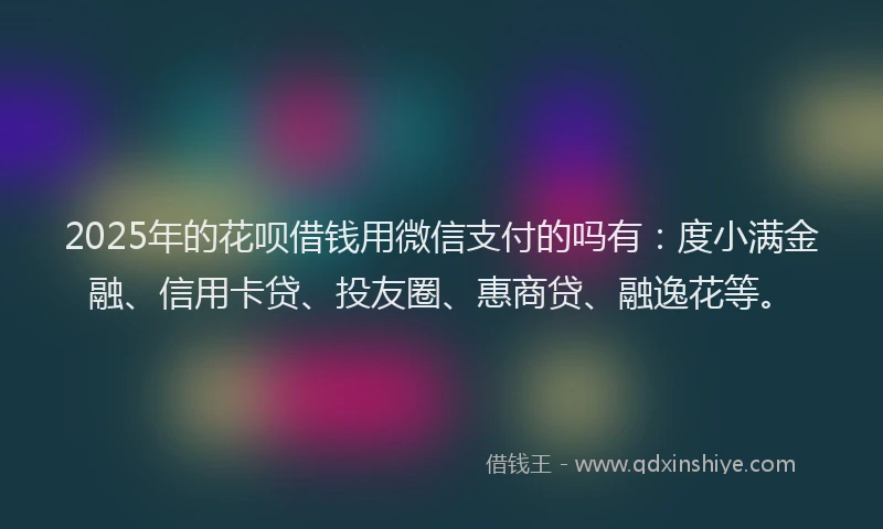 2025年的花呗借钱用微信支付的吗有：度小满金融、信用卡贷、投友圈、惠商贷、融逸花等。