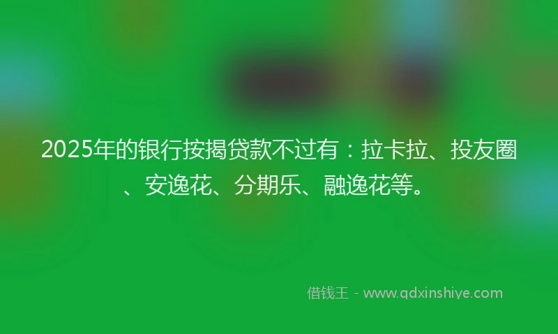 2025年的银行按揭贷款不过有：拉卡拉、投友圈、安逸花、分期乐、融逸花等。