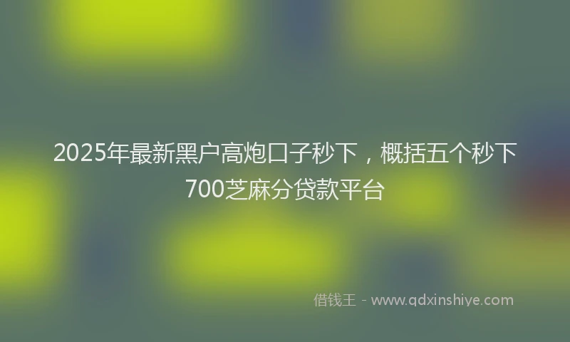 2025年最新黑户高炮口子秒下，概括五个秒下700芝麻分贷款平台