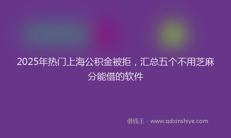 2025年热门上海公积金被拒，汇总五个不用芝麻分能借的软件