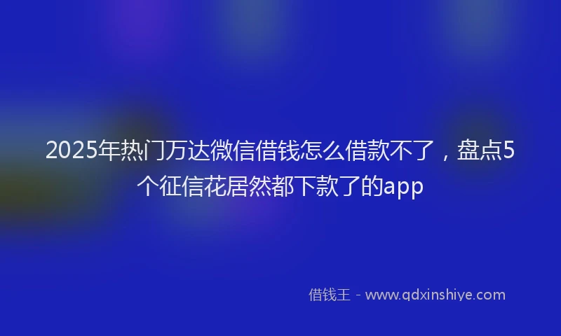 2025年热门万达微信借钱怎么借款不了，盘点5个征信花居然都下款了的app