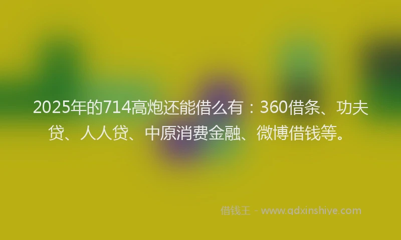 2025年的714高炮还能借么有：360借条、功夫贷、人人贷、中原消费金融、微博借钱等。