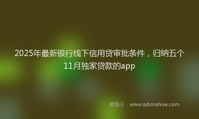 2025年最新银行线下信用贷审批条件，归纳五个11月独家贷款的app