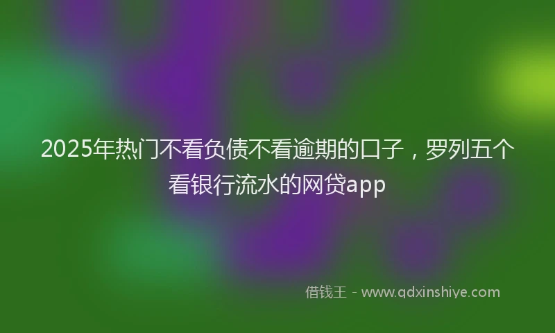 2025年热门不看负债不看逾期的口子，罗列五个看银行流水的网贷app