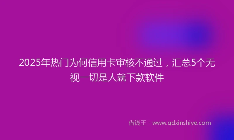 2025年热门为何信用卡审核不通过，汇总5个无视一切是人就下款软件