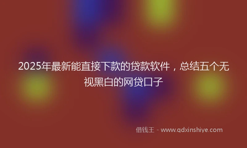2025年最新能直接下款的贷款软件，总结五个无视黑白的网贷口子