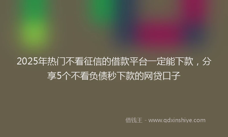 2025年热门不看征信的借款平台一定能下款，分享5个不看负债秒下款的网贷口子