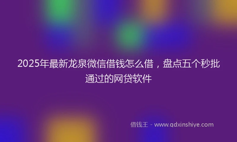 2025年最新龙泉微信借钱怎么借，盘点五个秒批通过的网贷软件