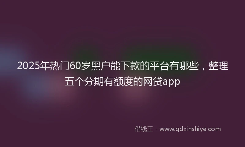 2025年热门60岁黑户能下款的平台有哪些，整理五个分期有额度的网贷app