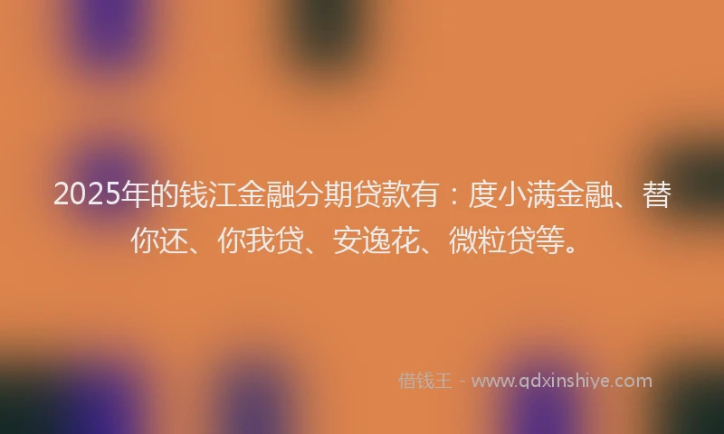 2025年的钱江金融分期贷款有：度小满金融、替你还、你我贷、安逸花、微粒贷等。