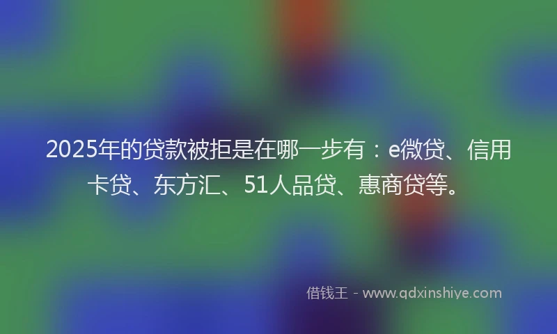 2025年的贷款被拒是在哪一步有：e微贷、信用卡贷、东方汇、51人品贷、惠商贷等。