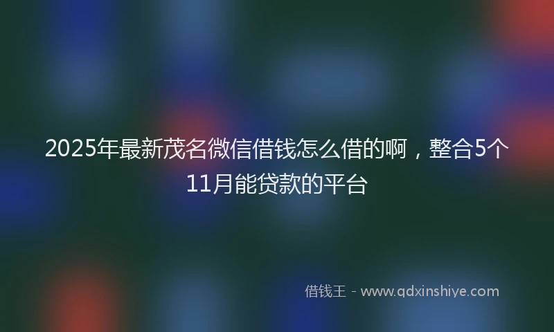 2025年最新茂名微信借钱怎么借的啊，整合5个11月能贷款的平台
